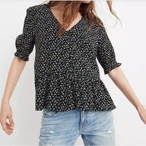 Madewell Courtyard Ruffle Hem Top In Playground Posies